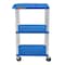 Luxor 42''H 3-Shelf Utility Cart, Electric, Blue Shelves, Nickel Legs UCPL1BUE-N - alternate 6