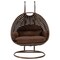 Leisuremod Mendoza Dark Brown Wicker Hanging 2 person Egg Swing Chair with Brown Cushions MSCDBR-53BR - alternate 2