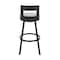 Armen Living Flynn 30in Swivel Bar Stool in Black Metal with Light Gray Faux Leather LCFLBABLKLGRY30 - alternate 4