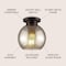 Jonathan Y Atlas 7.75" Metal/Glass LED Flush Mount, Mercury Silver/Oil Rubbed Bronze JYL7443B - alternate 2