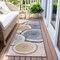 Homeroots 8' Beige Blue And Gold Faux Bois Washable Indoor Outdoor Runner Rug 564393 - alternate 2