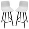 Leisuremod Elland Upholstered Leather Bar Stool With Iron Legs & Footrest, Light Grey, 2PK ES29LGR2 - alternate 1