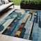 Homeroots 5' X 8' Blue Ivory And Copper Geometric Washable Indoor Outdoor Area Rug 604501 - alternate 1