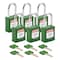 Brady Padlock, Keyed Alike, Nylon, Green, 1 1/2 in Shackle Height, 1 1/2 in Body Width, 6 No. of Keys SDPL-GRN-38ST-KA6 - alternate 1