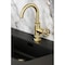 Kingston Brass One-Handle 1-Hole Bathroom Faucet with Knurled Handle, Deck Plate, and Push Pop-Up Drain KSD2217RKX - alternate 2