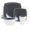 Gibson Elite Soho Lounge 16 Piece Soft Square Stoneware Dinnerware Set in Grey 78938.16 - alternate 1