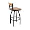 Holland Bar Stool Co Revelle 36in Swivel Extra Tall Bar Stool, Black Wrinkle Finish, Medium Back and Medium Maple Seat 881 - alternate 4