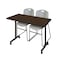 Regency Kobe Mobile T-Base Training Table W/ 2 Zeng Stack Chairs, 48 in W, 24 in L, Neo Walnut MKTRCC4824NW44GY - alternate 1