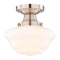 Vaxcel Eastgate 8.75-in Satin Nickel Schoolhouse Semi-Flush Ceiling Light with Frosted Opal Glass C0351 - alternate 1
