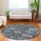 Homeroots 8' Gray And Ash Gray Round Damask Washable Indoor Outdoor Area Rug 609074 - alternate 2