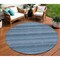 Homeroots 8' Denim Blue And Sky Blue Round Striped Washable Indoor Outdoor Area Rug 610584 - alternate 1