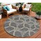 Homeroots 8' Charcoal And Gold Round Geometric Washable Indoor Outdoor Area Rug 613484 - alternate 1