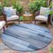 Homeroots 8' Denim Blue And Ivory Round Striped Washable Indoor Outdoor Area Rug 630983 - alternate 3