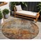 Homeroots 8' Copper Terra Cotta And Black Round Abstract Washable Indoor Outdoor Area Rug 606100 - alternate 1
