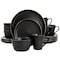 Elama Paul 16 Piece Stoneware Dinnerware Set in Matte Black with Gold Rim ELM-PAUL16 - alternate 1