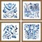 Homeroots Set Of Four Indigo Ornament I Gold Framed Print Wall Art, 4PK 416775 - alternate 1