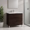 Homeroots 32" Dark Brown Wood Freestanding Bathroom Vanity With White Sink And Three Drawers 624147 - alternate 3