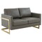 Leisuremod Lincoln Upholstered Leather Loveseat with Gold Frame, Grey LA55GR-L - alternate 1