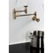 Kingston Brass Wall Mount Pot Filler Faucet with Knurled Handle, Antique Brass KS3103RKX - alternate 2