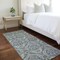 Homeroots 8' Runner Blue and Cream Damask Washable Non Skid Indoor Outdoor Runner Rug 563863 - alternate 2