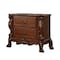 Homeroots 31" Brown Wood Carved Scrollwork Two Drawer Nightstand 692475 - alternate 1