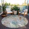 Homeroots 8' Teal Blue And Green Round Floral Washable Indoor Outdoor Area Rug 583144 - alternate 4