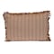 Homeroots 14" X 20" Brown and White Cotton Lumbar Throw Pillow with Fringe 529245 - alternate 3