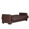 Homeroots 87" Brown Faux Leather Convertible Futon Sleeper Sofa And Toss Pillows With Storage 607105 - alternate 3
