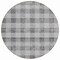 Homeroots 8' Gray And Charcoal Round Plaid Washable Indoor Outdoor Area Rug 595483 - alternate 2