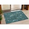 Homeroots 3' X 5' Teal Blue And Ivory Abstract Washable Indoor Outdoor Area Rug 631185 - alternate 1