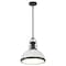 Jonathan Y Homer 13" 1-Light Modern Industrial Metal LED Dome Pendant, White/Matte Black JYL9536E - alternate 1