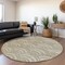 Homeroots 8' Taupe Fern Green And Ivory Round Geometric Washable Indoor Outdoor Area Rug 615244 - alternate 2