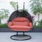 Leisuremod Mendoza Charcoal Wicker Hanging 2 person Egg Swing Chair with Cherry Cushions MSCCH-53CHR - alternate 3