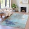 Homeroots 3' X 5' Teal Blue And Gray Abstract Washable Indoor Outdoor Area Rug 632035 - alternate 3