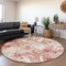 Homeroots 8' Pink And Ivory Round Abstract Washable Indoor Outdoor Area Rug 643603 - alternate 1