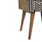 Homeroots 23" Black Ivory And Light Brown Solid Wood Geometric Bone Inlay Two Drawer Nightstand 651580 - alternate 3