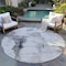 Homeroots 8' Gray Silver And Charcoal Round Abstract Washable Indoor Outdoor Area Rug 582670 - alternate 3
