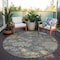 Homeroots 8' Gray And Charcoal Round Floral Washable Indoor Outdoor Area Rug 604128 - alternate 2