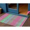 Homeroots 3' X 5' Blush Lime Green And Teal Blue Striped Washable Indoor Outdoor Area Rug 614797 - alternate 1