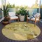 Homeroots 8' Gold Brown And Green Round Abstract Washable Indoor Outdoor Area Rug 599570 - alternate 2