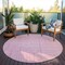 Homeroots 8' Pink And Ivory Round Geometric Washable Indoor Outdoor Area Rug 600848 - alternate 2