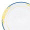 Smarty Had A Party 10.25" White with Blue and Gold Harmony Rim Plastic Dinner Plates (120 Plates), 120PK 600-CASE - alternate 4