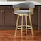 Homeroots 26" Gray and Gold Fabric and Stainless Steel Low Back Counter Height Swivel Bar Chair 569148 - alternate 1