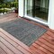 Homeroots 2' X 3' Gray and Blue Striped Stain Resistant Indoor Outdoor Area Rug 531660 - alternate 1