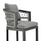 Armen Living Zella Outdoor Patio Counter Stool in Aluminum with Light Gray Rope and Earl Gray Cushions LCZEBAGRY26 - alternate 2