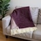 Homeroots 55" X 70" Plum And White Cotton Blend Woven Chevron Plush Throw Blanket with Fringe 633080 - alternate 3