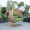 Leisuremod Mendoza Light Brown Wicker Hanging 2 person Egg Swing Chair with Dark Green Cushions MSCLBR-53DG - alternate 2