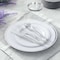 Elama 600 Piece Disposable Plastic Dinnerware Party Set for 100 Guests in White with Silver Trim 750124341M - alternate 2