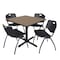 Regency Square Cain Breakroom Table W/ 4 M Stack Chairs, 36 in W, 36 in L, Noble Oak TB3636NO47BK - alternate 1