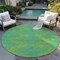 Homeroots 8' Green And Aqua Round Geometric Washable Indoor Outdoor Area Rug 598736 - alternate 3